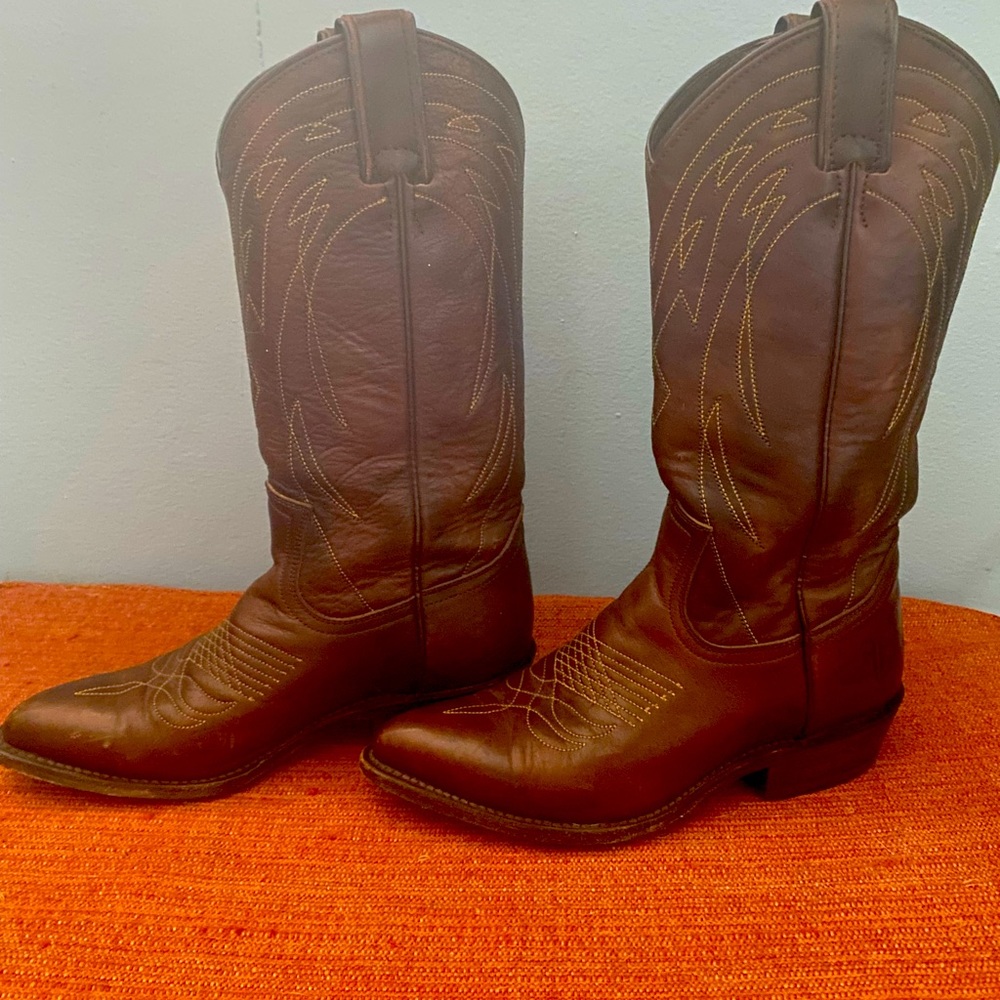 Frye cowboy boots.